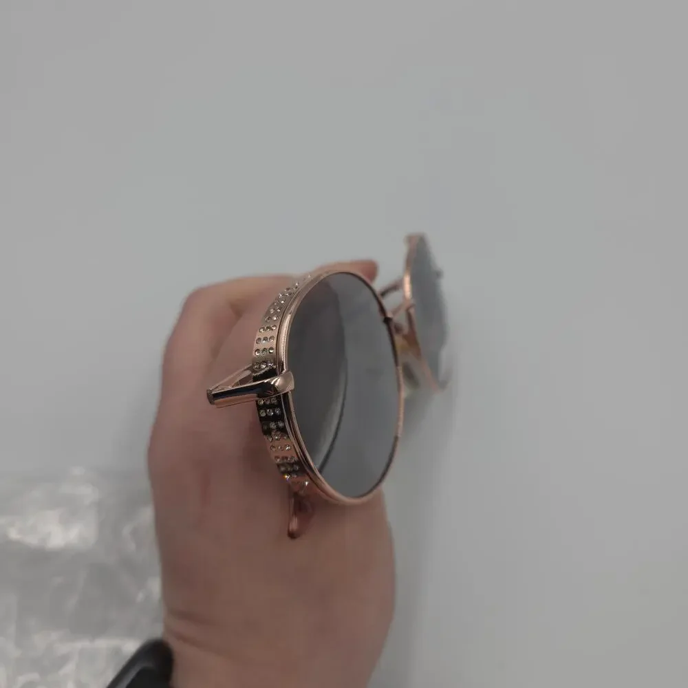 Joe's Jeans Round Studded Sunglasses in Rose Gold